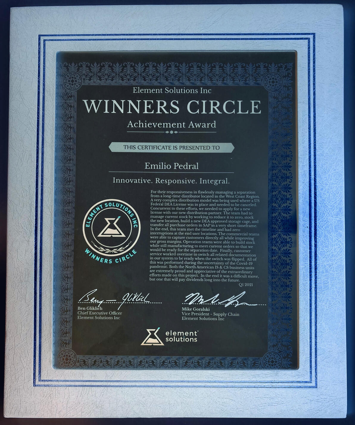 Winners Circle Award